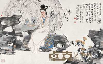 刘旦宅 1990年作 人比黄花瘦 立轴 59.5×96.5cm